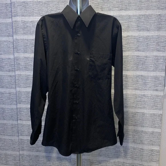 Van Heusen Shirts Mens Black Satin Stripe Van Heusen Fitted